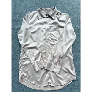 Gap Boyfriend Shirt Women XS Pink Excellent Satin Long Sleeve Button Down Pocket